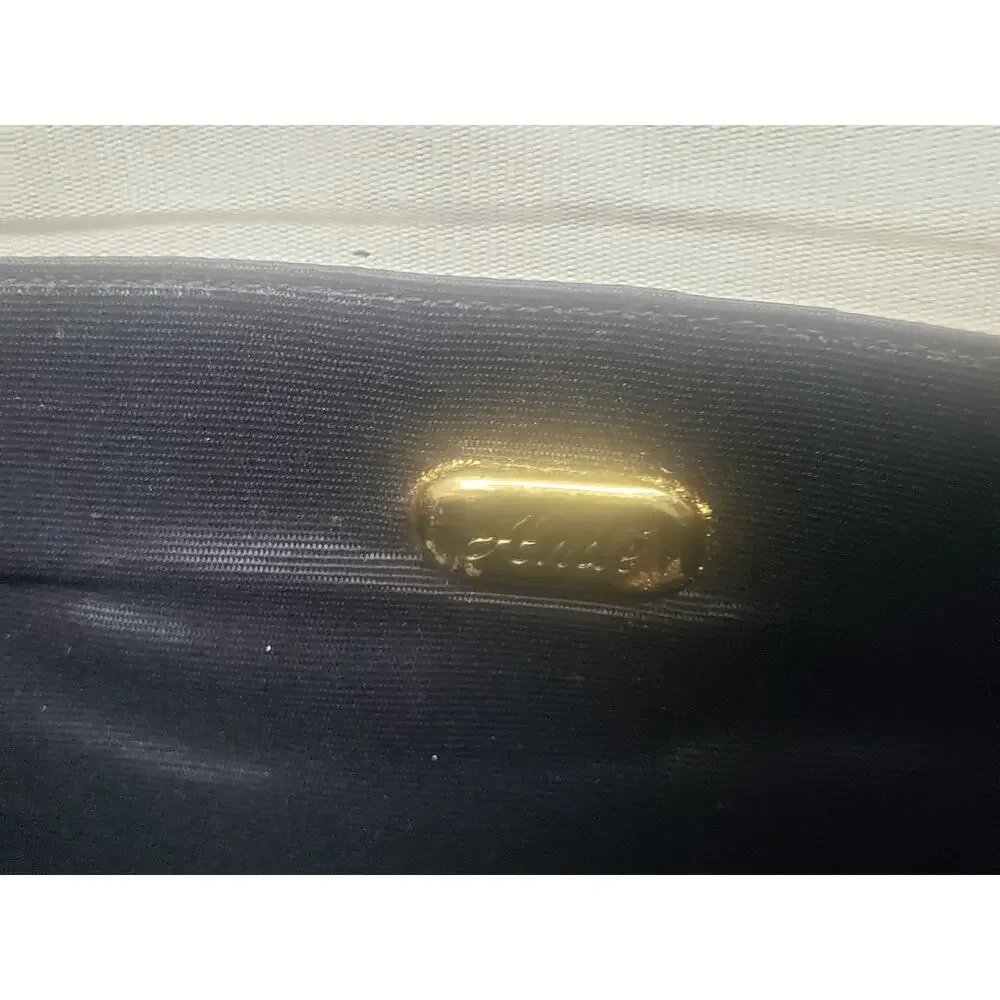 Vintage ANDE Black Evening Clutch w. Gold Strap Faux Leather Hand Bag Purse